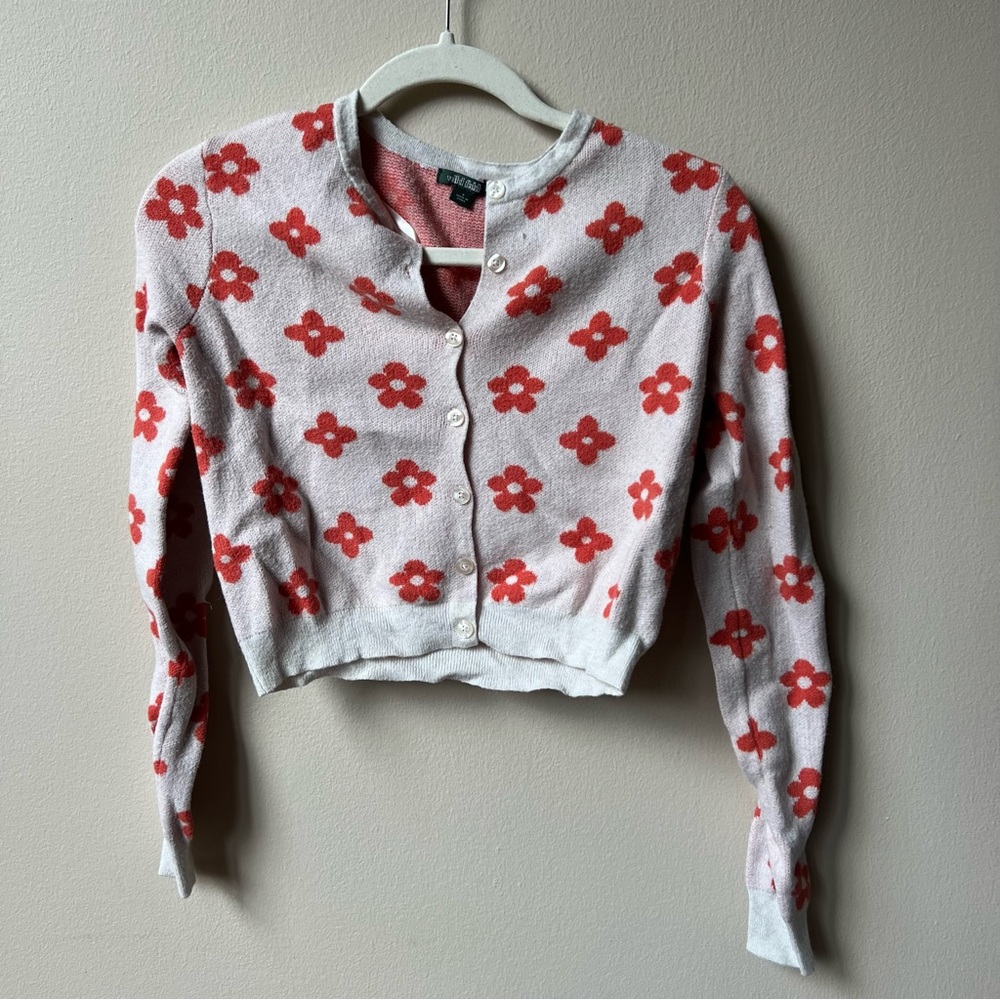 Orange flower button up sweater